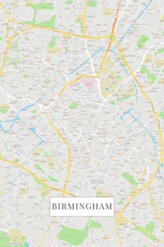 Mapa Birmingham color,