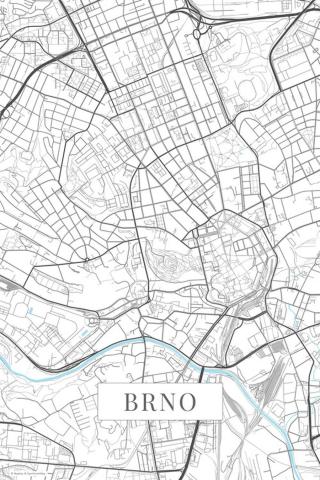 Mapa Brno white,