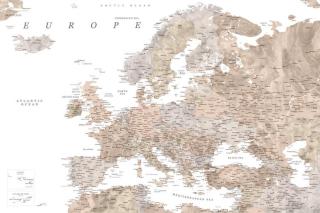 Mapa Detailed map of Europe in neutral watercolor, Blursbyai,