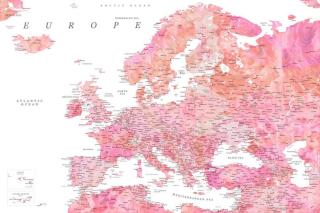 Mapa Detailed map of Europe in pink watercolor, Blursbyai,