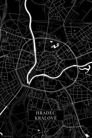 Mapa Hradec Kralove black,