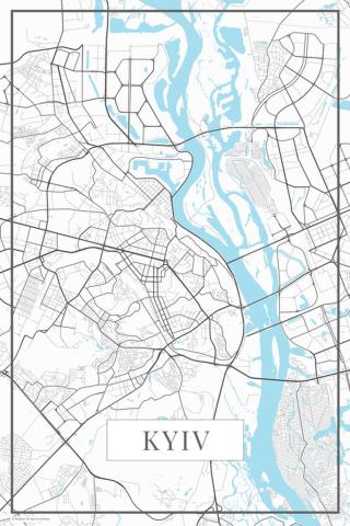 Mapa Kyiv white,