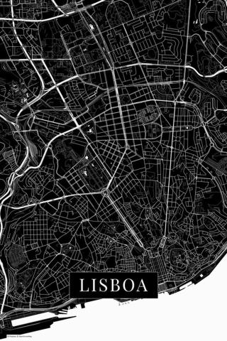 Mapa Lisboa black,