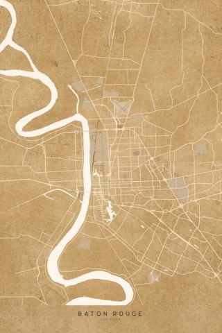 Mapa Map of Baton Rouge, LA, in sepia vintage style, Blursbyai,
