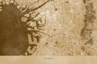 Mapa Map of Osaka, Japan, in sepia vintage style, Blursbyai,