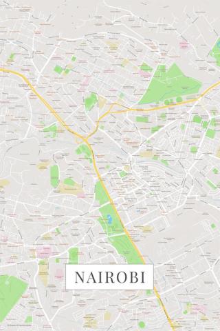 Mapa Nairobi color, POSTERS,