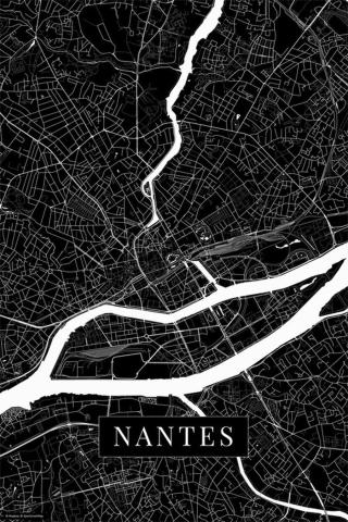 Mapa Nantes black, POSTERS,