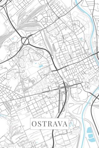 Mapa Ostrava white,