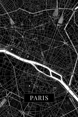 Mapa Paris black,
