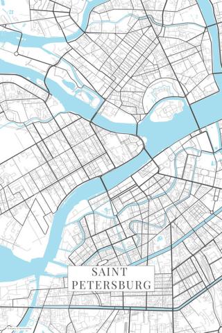 Mapa Saint Petersburg white,