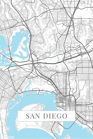 Mapa San Diego white,