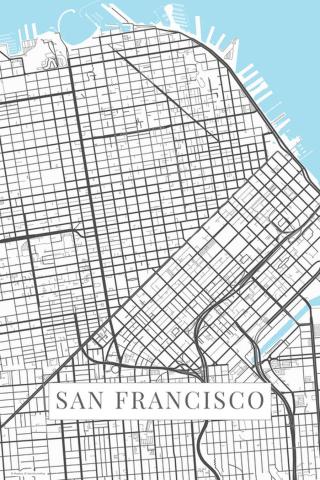 Mapa San Francisco white,