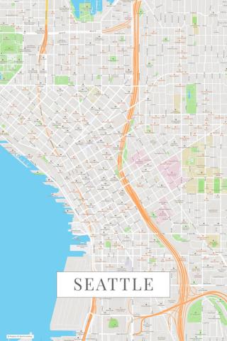 Mapa Seattle color,