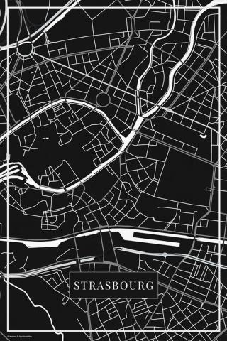 Mapa Strasbourg black,