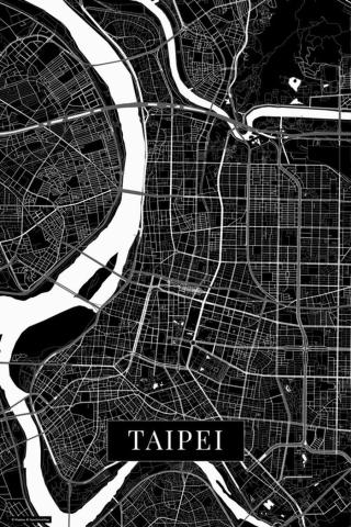 Mapa Taipei black,