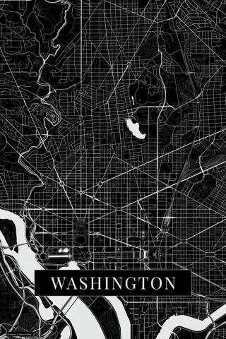 Mapa Washington black,