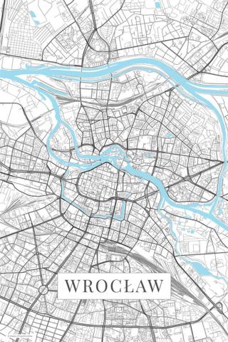 Mapa Wroclaw white, POSTERS,