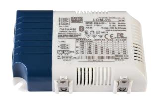 Meanwell LED-napájení DIM, Multi CC, LCM-25BLE / Casambi + Push konstantní proud 350/500/600/700/900/1050 mA IP20 stmívatelné 6-54V DC 18,90-25,20 W -