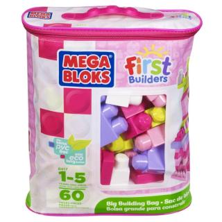 Megabloks Kostky v růžovém pytli 60 kostek - First Builders