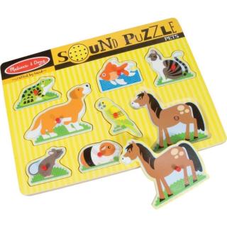 Melissa & Doug Dřevěné puzzle se zvuky domácí zvířata