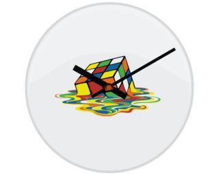 Melting rubiks cube Hodiny skleněné