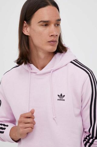 Mikina adidas Originals pánská, růžová barva, s kapucí, s aplikací