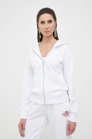 Mikina Armani Exchange dámská, bílá barva, s kapucí, hladká