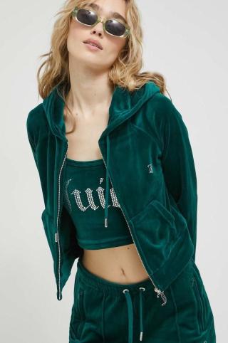 Mikina Juicy Couture Madison dámská, zelená barva, s kapucí, s aplikací