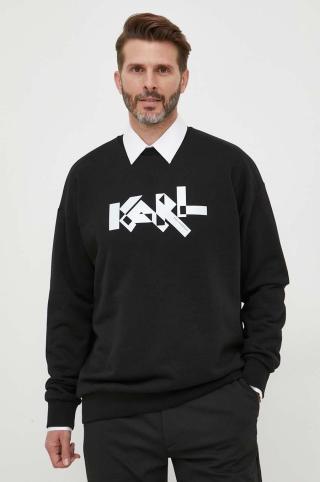 Mikina Karl Lagerfeld pánská, černá barva, s potiskem