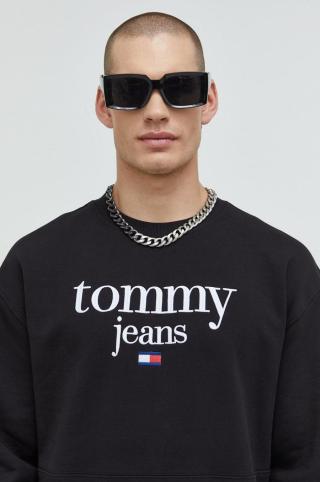Mikina Tommy Jeans pánská, černá barva, s aplikací