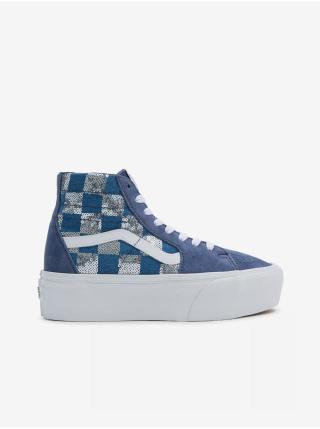 Modré dámské kotníkové tenisky se semišovými detaily VANS SK8-Hi