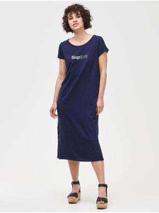 Modré dámské šaty GAP Logo 1969 slub midi dress