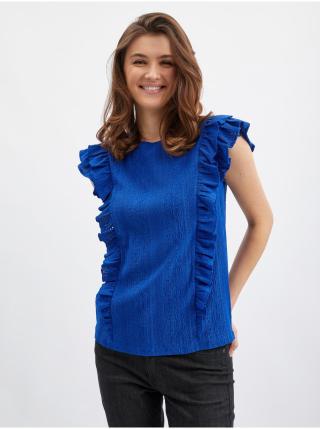 Modré dámské tričko s volánem ORSAY