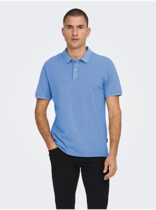 Modré pánské basic polo tričko ONLY & SONS  Travis