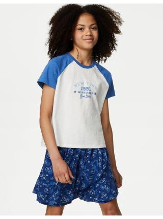 Modro-bílé holčičí tričko Marks & Spencer