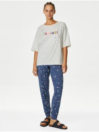 Modro-krémové dámské pyžamo s nápisem „Dreamer“ Marks & Spencer