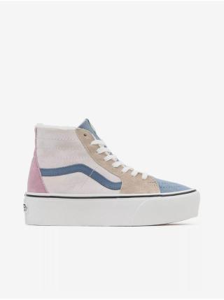 Modro-růžové dámské kotníkové zateplené semišové tenisky na platformě VANS UA SK8-Hi Tapered