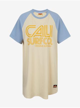 Modro-růžové dámské šaty s potiskem Superdry Cali Surf Raglan Tshirt Dress