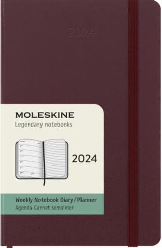 Moleskine Plánovací zápisník 2024 burgundy vínový S, tvrdý