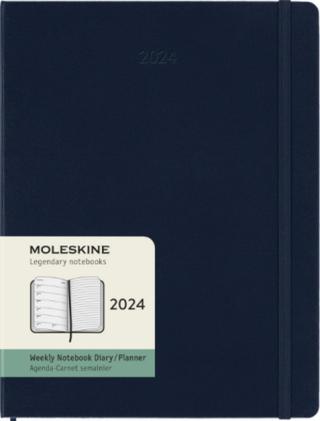 Moleskine Plánovací zápisník 2024 modrý XL, tvrdý