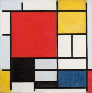 Mondrian, Piet - Obrazová reprodukce Composition with large red plane,
