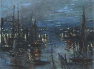 Monet, Claude - Obrazová reprodukce The Port of Le Havre, Night Effect; Le Port de Havre, effet du Nuit,