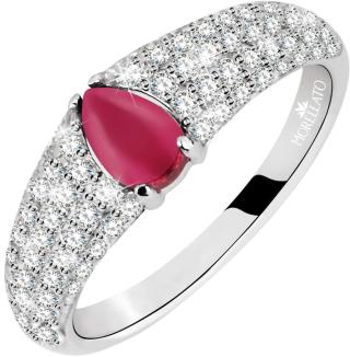 Morellato Třpytivý stříbrný prsten s červeným kamínkem Tesori SAIW42 58 mm