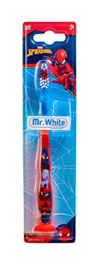 Mr. White Spiderman dětský zubní kartáček s přísavkou 1 ks