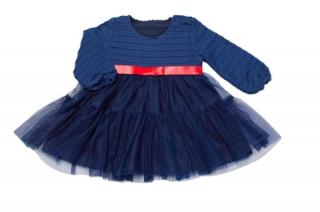 Mrofi Dívčí bavlněné šaty Lucy s týlem a mašličkou, granát/červená, vel. 68