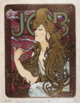 Mucha, Alphonse Marie - Obrazová reprodukce Advertising poster for “Job Cigarette Paper”,