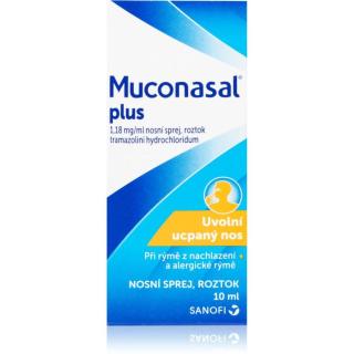 Muconasal Muconasal Plus 1,18 mg/ml nosní sprej, roztok na uvolnění ucpaného nosu při nachlazení i při alergické rýmě 10 ml