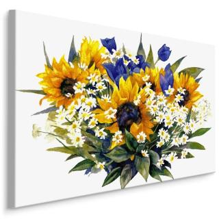 MyBestHome BOX Plátno Složení Z Heřmánkových Slunečnic A Tulipánů Varianta: 40x30