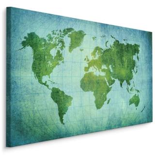 MyBestHome BOX Plátno Zeleno-Modrá Mapa Světa Varianta: 120x80