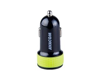 Nabíječka do auta AVACOM NACL-2XKG-31A s dvěma USB výstupy 5V/1A - 3,1A, černo-zelená barva